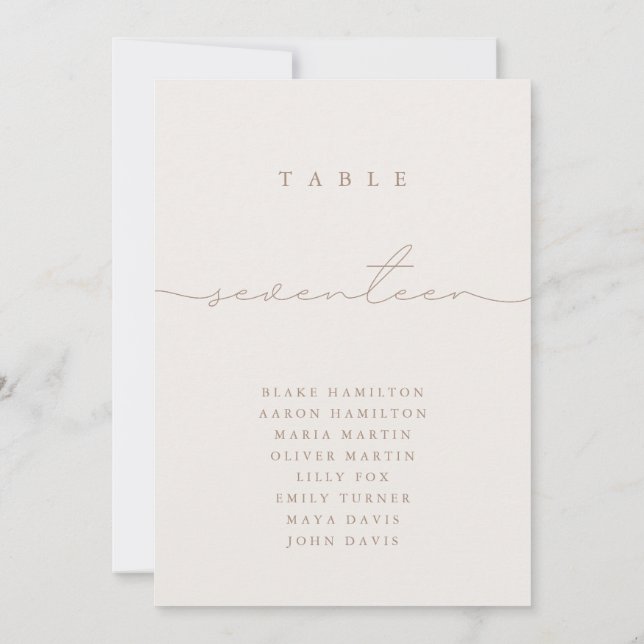 Caligrafia minimalista Número da Tabela de marfim (Verso)