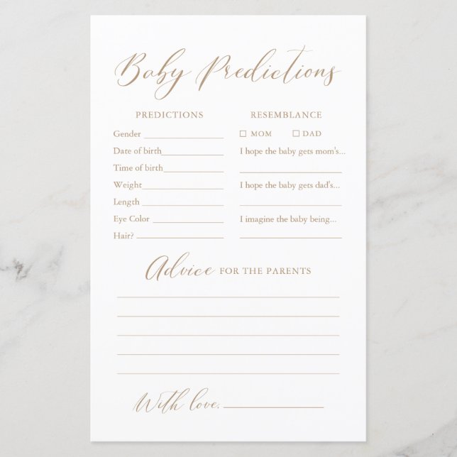 Caligrafia Minimalista Previsões e Dicas para Bebê (Frente)