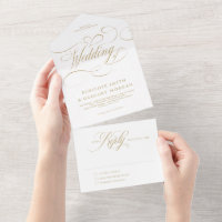 Caligrafia moderna, casamento atemporal dourado e