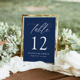 Caligrafia Moderna Número da Mesa de Casamento Azu