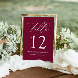 Caligrafia Moderna Número de Mesa Casamento Borgon