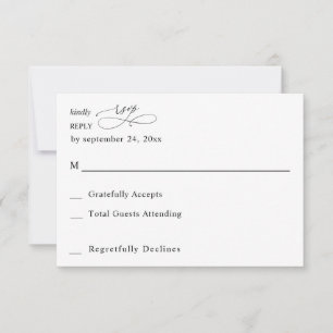 Caligrafia Moderna Preta e Branca 3 sem RSVP de Re