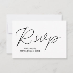 Caligrafia Preta e Branca 3 com Placa RSVP de Refe