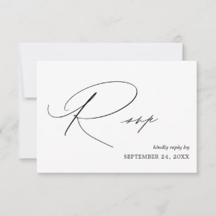 Caligrafia Preta e Branca 4 com Placa RSVP de Refe