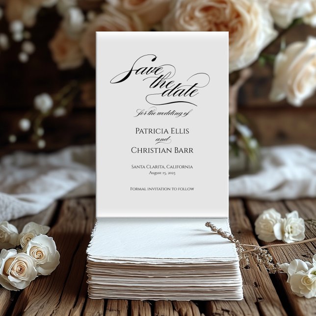 Caligrafia preta elegante Guardar o convite de Dat (Criador carregado)