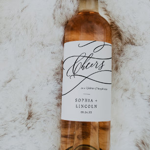 Caligrafia romântica aplaude rótulos de vinho