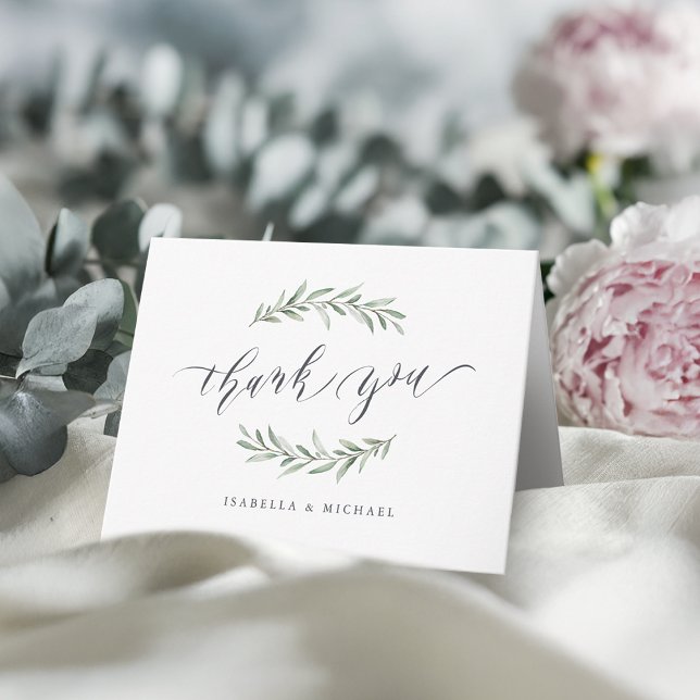 Caligrafia simples agradecimento de greenery rústi (Simple calligraphy rustic greenery thank you)