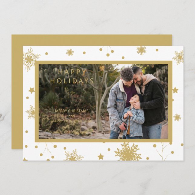 Caligrafia Simples de Natal Foto Flocos de Neve (Frente/Verso)