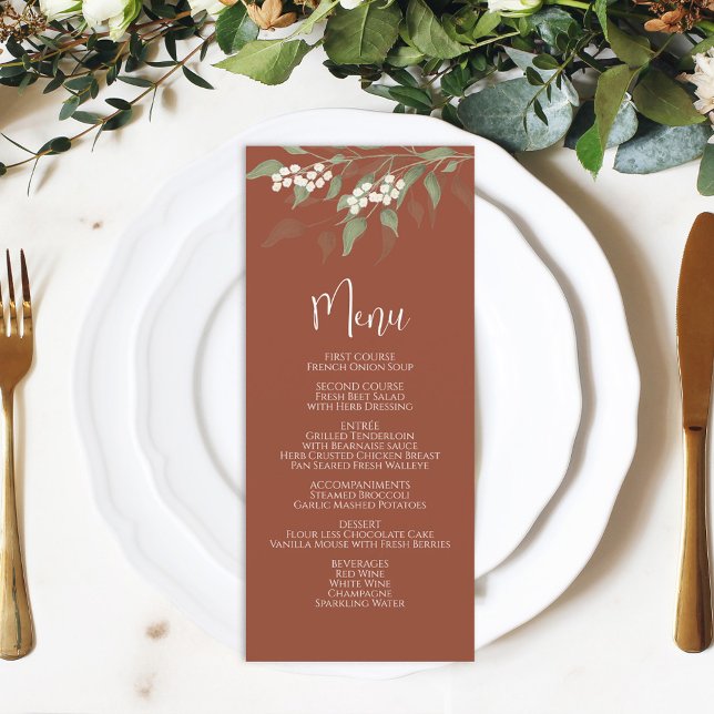 Caligrafia Terracotta Floral, Menu Casamento (Criador carregado)