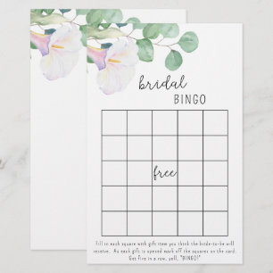 Calla e eucalipto - jogo de bingo chá de panela