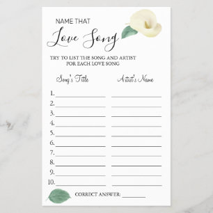 Calla Lily Name que ama o cartão de chá de músi