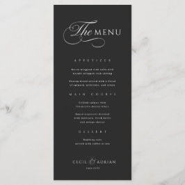 Calligraphic Elegant Black Wedding Menu