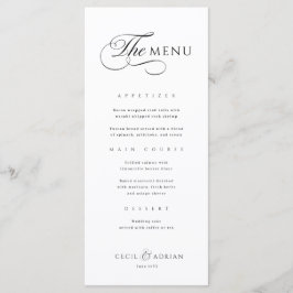 Calligraphic Elegant Black White Wedding Menu