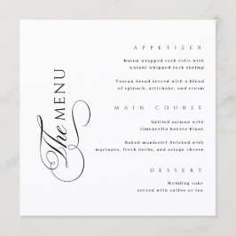Calligraphy Elegant Square Wedding Menu