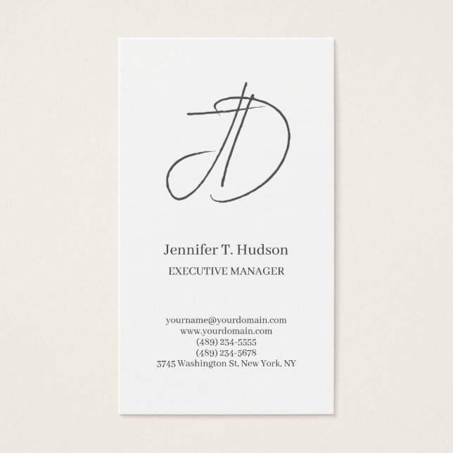 Calligraphy trendy classical monogram profile card (Frente)