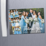Calliografia Bridesmaid Obrigado Magnet Card<br><div class="desc">Colagem Fotográfica De Casamento 4 Do Script Elegante Moderno De Caligrafia Obrigado Por Ser Minha Carta Magnética Da Bridesmaid</div>