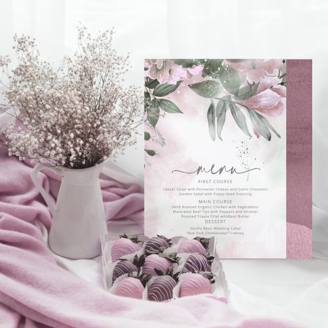 Calliografia Floral Wedding Menu Mauve ID771 (Criador carregado)