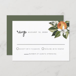 Calliope - Cartão RSVP de Flor Laranja-Laranja-Aqu