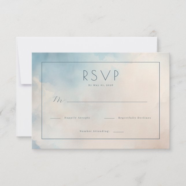 Calm Blue Watercolor RSVP (Frente)