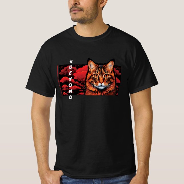 Calm Cat Face, Minimalist Aesthetics T-Shirt (Frente)