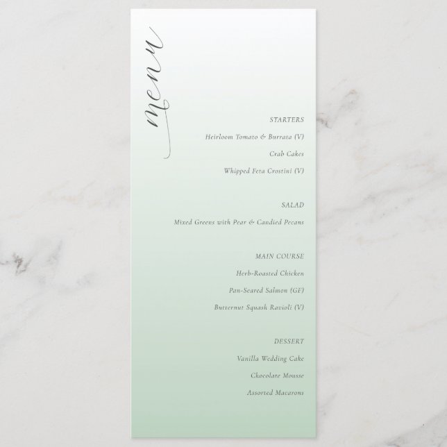 Calm Pastel Green Elegant Wedding Menu (Frente)
