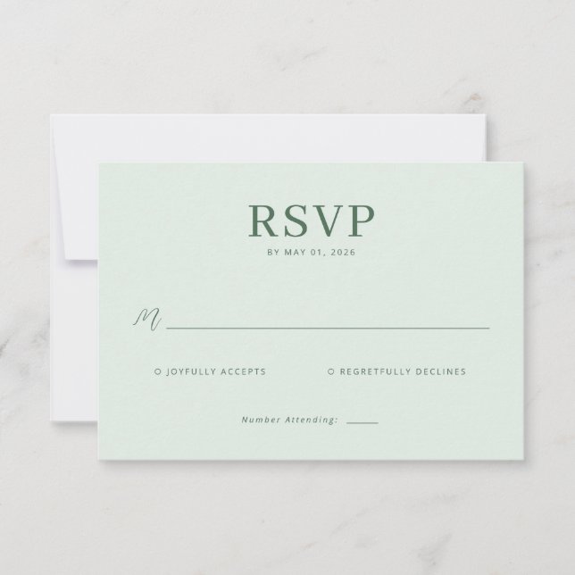 Calm Pastel Green RSVP Card (Frente)