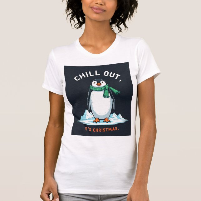 "Calma a camiseta das mulheres de pinguim - Divers (Frente)