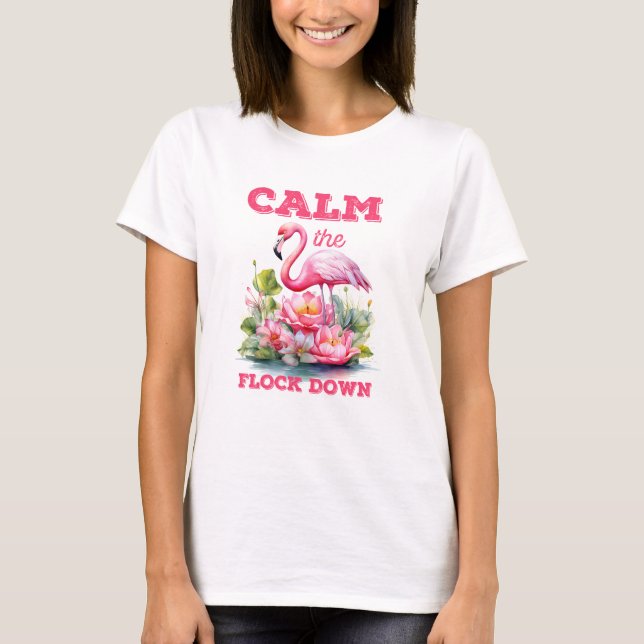 CALMA O BLOCO PARA BAIXO DA Camisa Básica das Mulh (Frente)