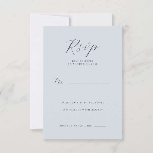 Calmo Azul Minimalista RSVP (Frente)