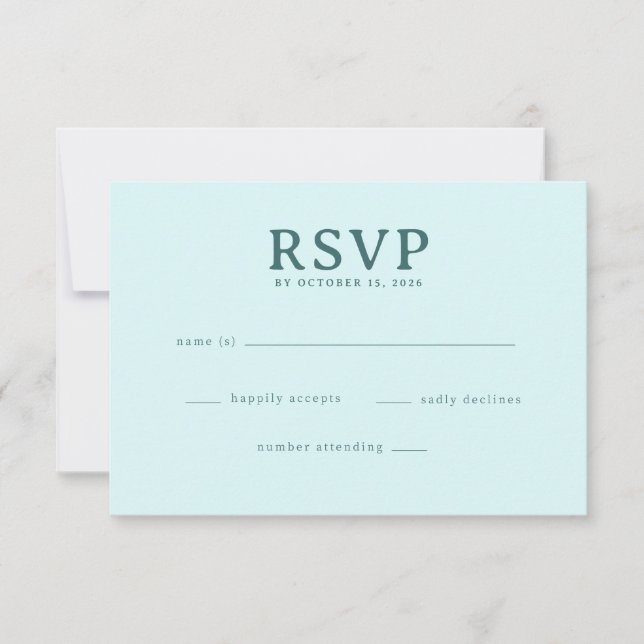 Calmo Teal Minimalista RSVP (Frente)