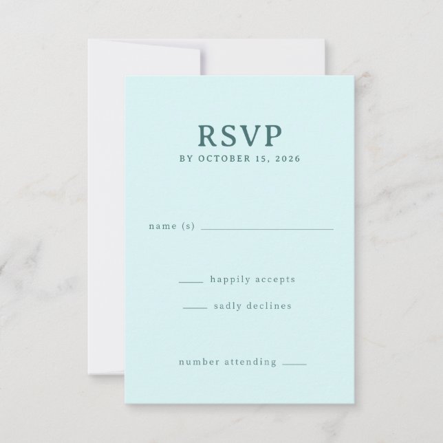 Calmo Teal Minimalista RSVP (Frente)