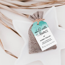 Cama de Aquarela Teal Feita Com Etiqueta De Produt