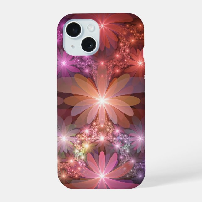 Cama De Flores Arte Fractal Abstrato Colorido Bril (Verso)