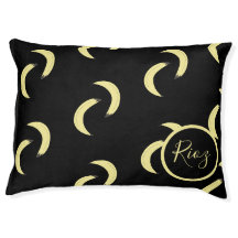 Cama de Pet com Nome Preto Padrão de Banana