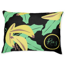 Cama de Pet Nome Preto Folhagem de Banana