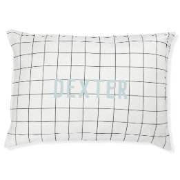 Cama Para Animais De Estimação Padrão de Grade Geométrica Moderna Azul Pálido Sim