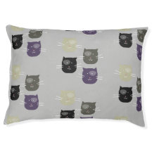 Padrão de Rosto de Gatinho Qualquer Cor Cama de Pe
