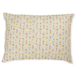 Cama Para Animais De Estimação Retro Creme Floral Patchwork Grande