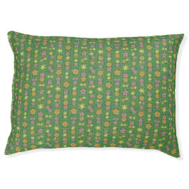 Cama Para Animais De Estimação Retro Verde Floral Grande de Patchwork