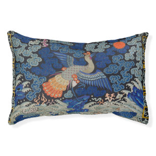 Cama Para Animais De Estimação Vintage de bordado chinês azul-pássaro