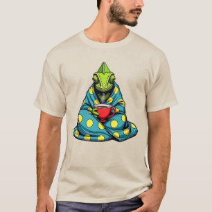 Camaleão na Manta Bebendo Café Camiseta - Aconcheg