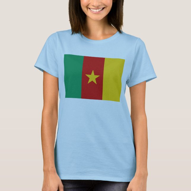 Camarões Flag x Map T-Shirt (Frente)
