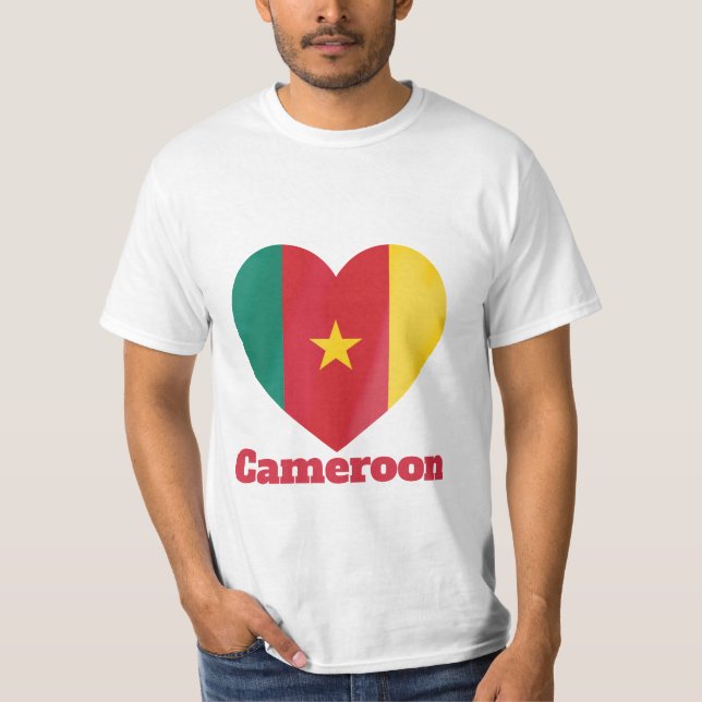 Camarões Heart Flag T-Shirt (Frente)