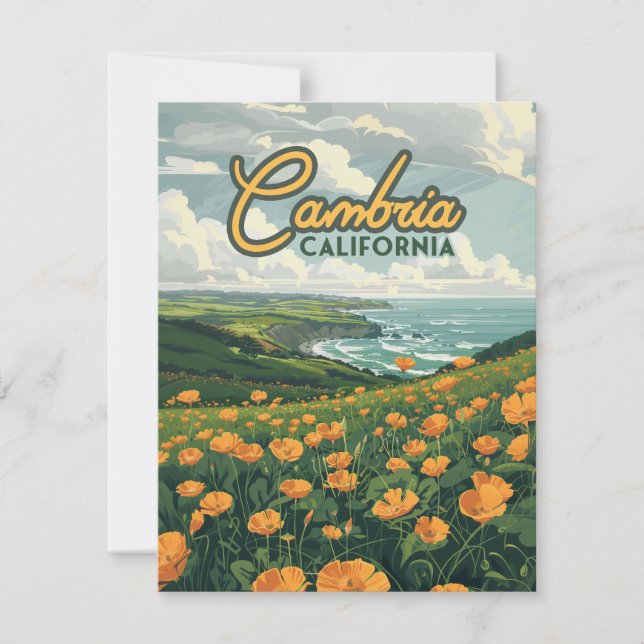 Cambria California Poppies Pacific Coast Card (Frente)