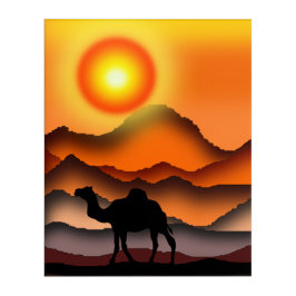 Camel Acrylic Impressão Sunset Desert