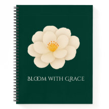 Camélia Floral Branca Elegante Botânica Verde Escu
