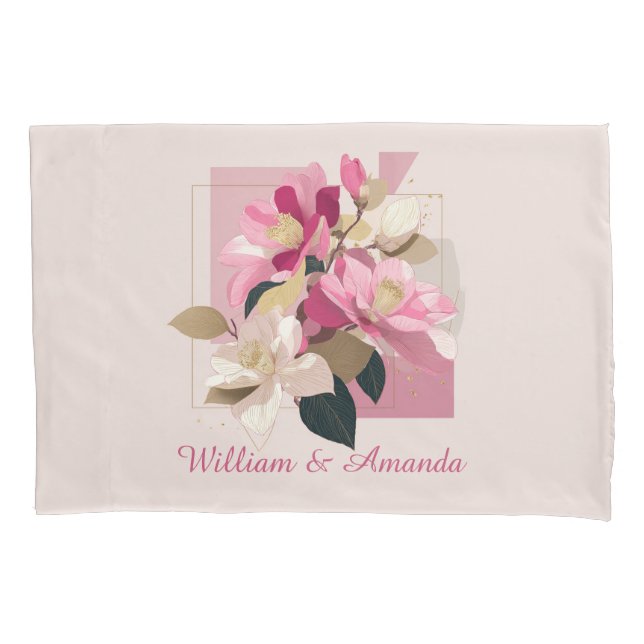 Camellia Bloom Pillowcase rosa (Frente)