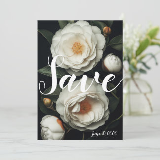 Camellias brancas sobre fundo escuro