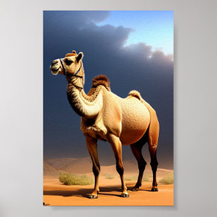 camelo na poster de arte do deserto