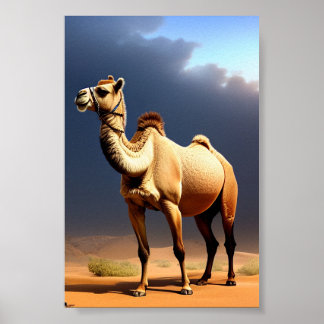 camelo na poster de arte do deserto